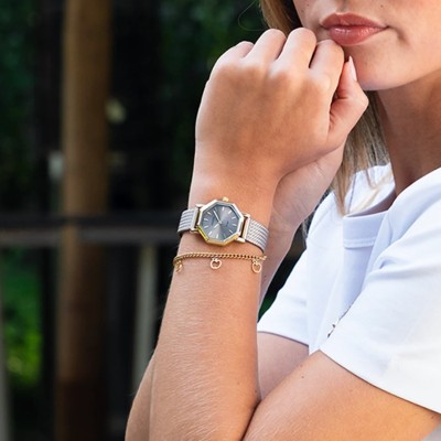 Montre OOZOO femme taupe avec bracelet en maille