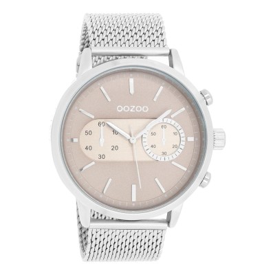 Montre OOZOO mixte chronographe taupe et argent