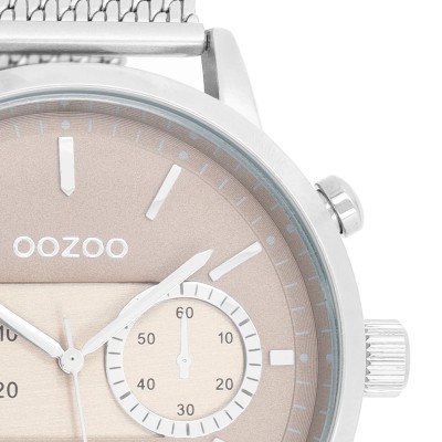 Montre OOZOO mixte chronographe taupe et argent