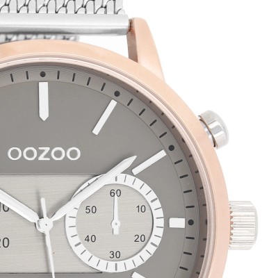 Montre OOZOO mixte chronographe taupe et doré rose