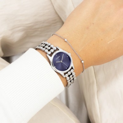 Montre OOZOO femme cadran bleu et bracelet argenté
