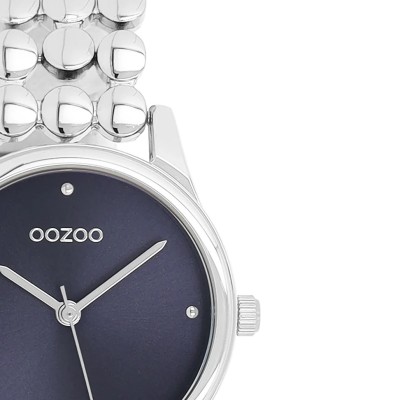 Montre OOZOO femme cadran bleu et bracelet argenté