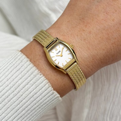 Montre CLUSE Tonnette Mini dorée cadran blanc