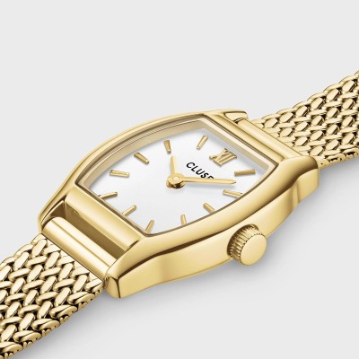 Montre CLUSE Tonnette Mini dorée cadran blanc