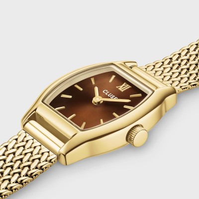Montre CLUSE Tonnette Mini dorée cadran marron