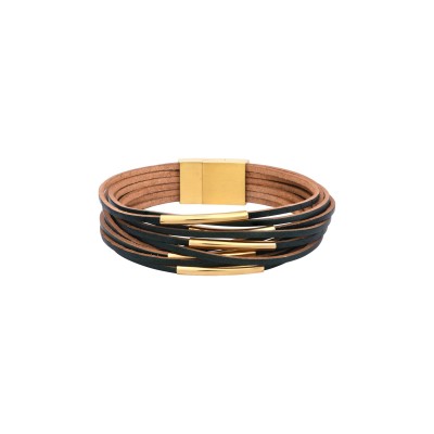 Bracelet N°3 en cuir vert et détails dorés