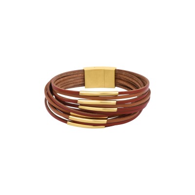 Bracelet N°3 cuir brun et détails dorés