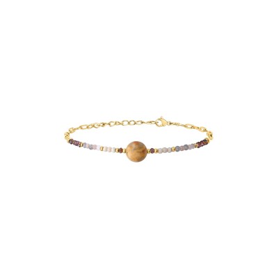 Bracelet N°3 en pierres semi-précieuses et acier doré