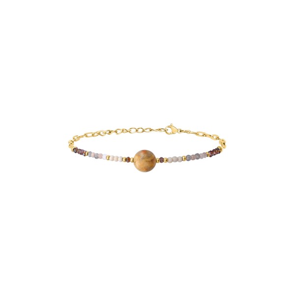 Bracelet N°3 en pierres semi-précieuses et acier doré