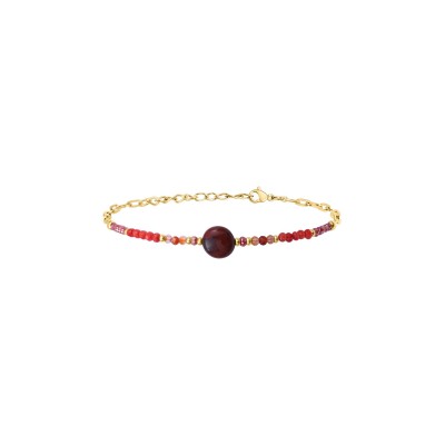 Bracelet N°3 en pierres semi-précieuses et acier doré