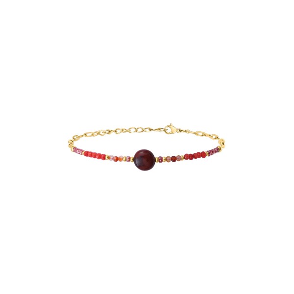 Bracelet N°3 en pierres semi-précieuses et acier doré
