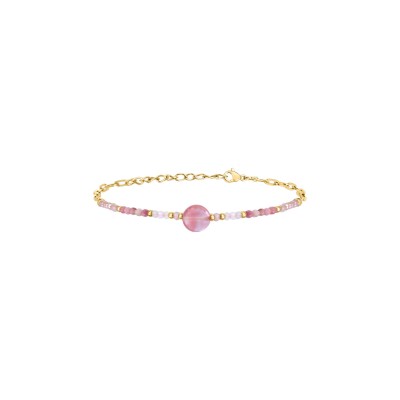 Bracelet N°3 en pierres semi-précieuses et acier doré