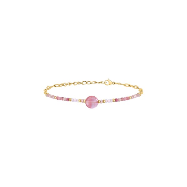 Bracelet N°3 en pierres semi-précieuses et acier doré