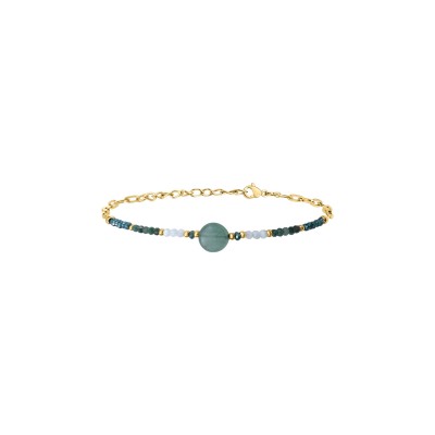 Bracelet N°3 en pierres semi-précieuses et acier doré