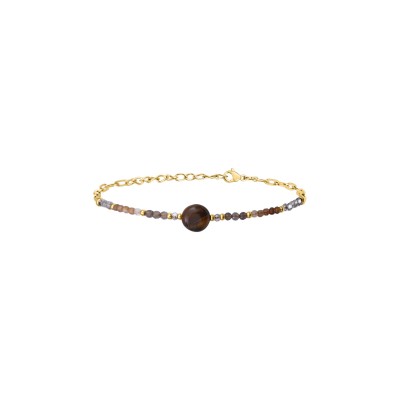 Bracelet N°3 en pierres semi-précieuses et acier doré