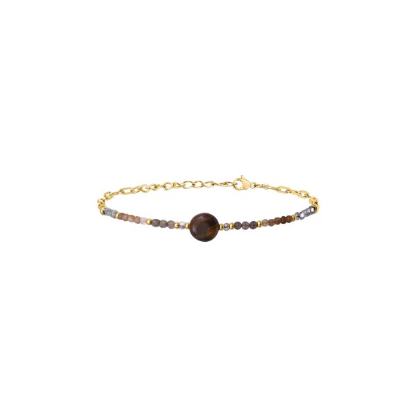 Bracelet N°3 en pierres semi-précieuses et acier doré