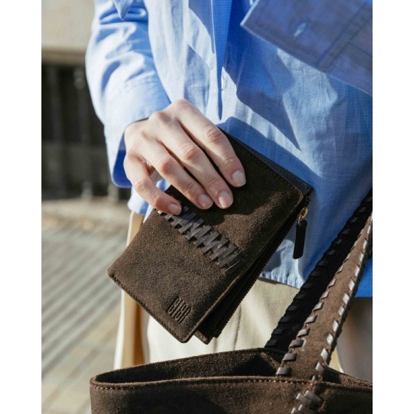 Portefeuille BIBA Narrows en daim marron