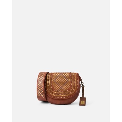 Sac BIBA Lovington bandoulière en cuir camel clouté