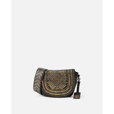 Sac BIBA Lovington bandoulière en cuir noir clouté