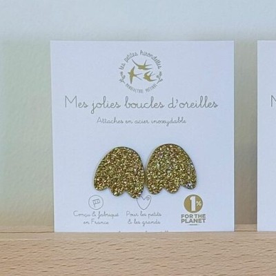 LES PETITES HIRONDELLES - Boucles d'oreilles Corolles - Doré
