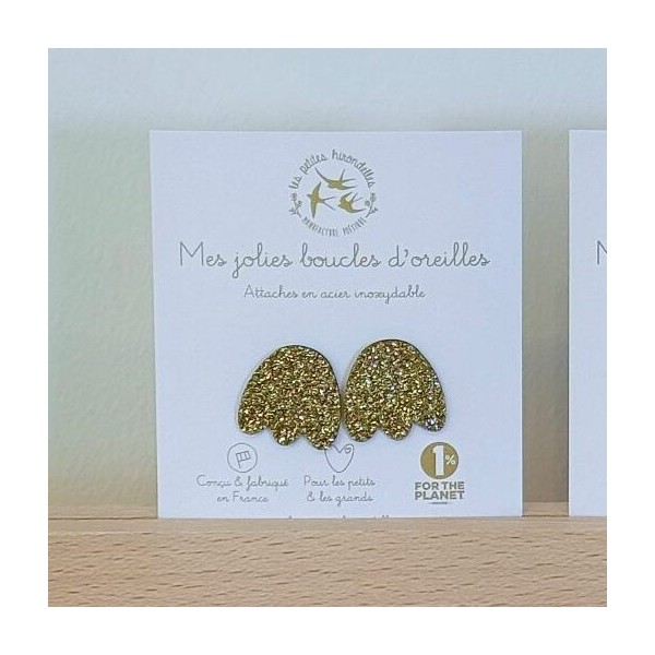 LES PETITES HIRONDELLES - Boucles d'oreilles Corolles - Doré