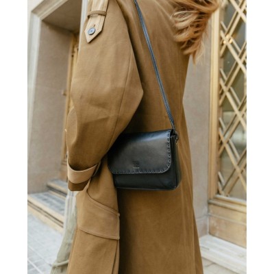 Sac BIBA Hatch bandoulière en cuir noir