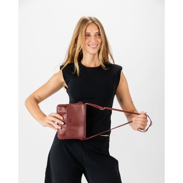 Sac BIBA Hatch bandoulière en cuir bordeaux