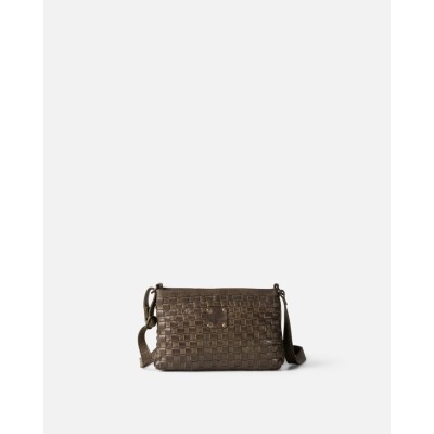 Sac BIBA Kansas Mini bandoulière en cuir tressé kaki
