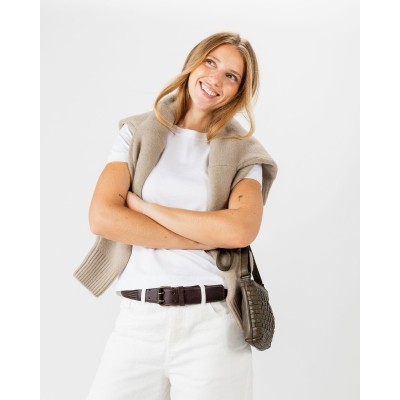 Sac BIBA Kansas Mini bandoulière en cuir tressé kaki