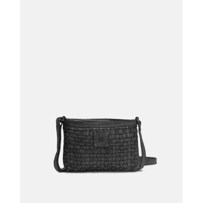 Sac BIBA Kansas Mini bandoulière en cuir tressé noir
