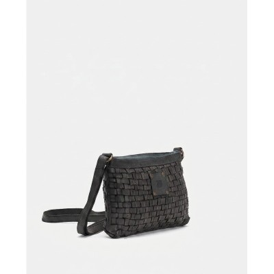Sac BIBA Kansas Mini bandoulière en cuir tressé noir