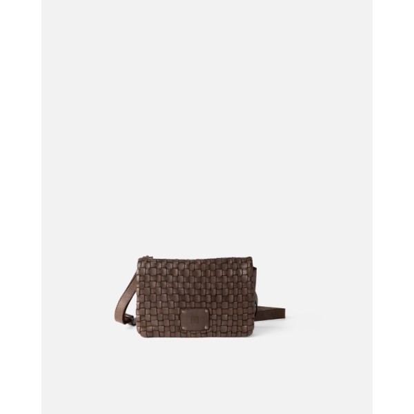 Sac BIBA Kansas à rabat en cuir tressé marron