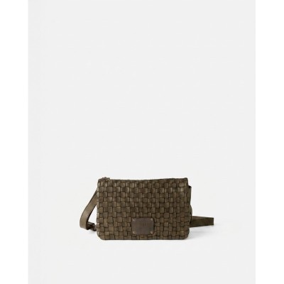 Sac BIBA Kansas à rabat en cuir tressé kaki