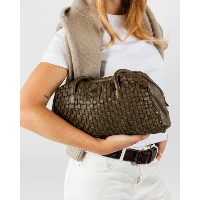 Sac BIBA Kansas baguette en cuir tressé marron