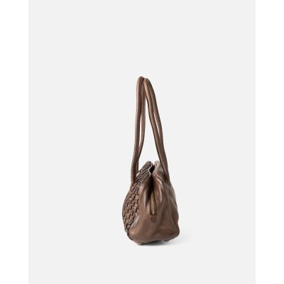 Sac BIBA Kansas baguette en cuir tressé marron