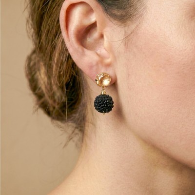 Boucles d’oreilles Kinshasa Nature Bijoux poussoir pampille rudrashka