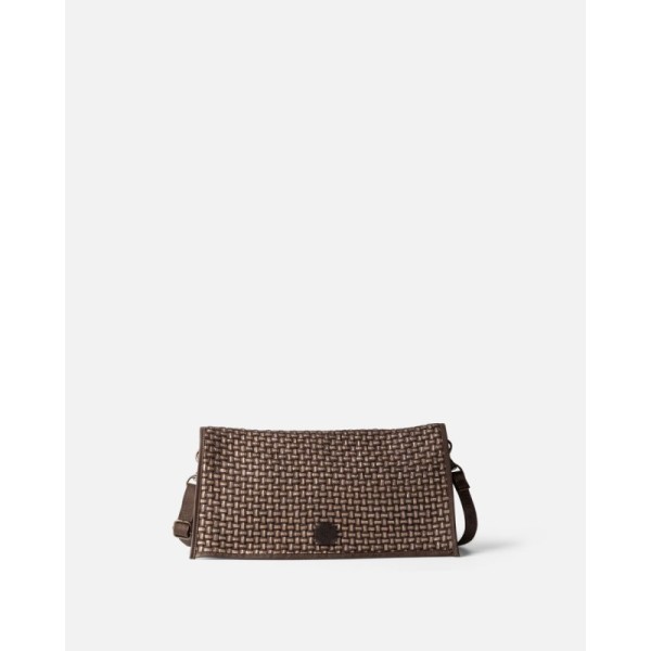 Sac BIBA Kansas Blink marron en cuir tressé métallisé