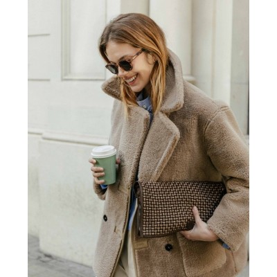 Sac BIBA Kansas Blink marron en cuir tressé métallisé