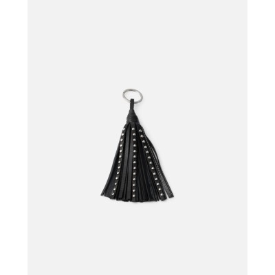 Porte-clés BIBA Connecticut noir en cuir à franges