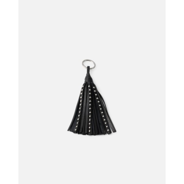 Porte-clés BIBA Connecticut noir en cuir à franges