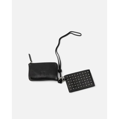 Porte-clés BIBA Connecticut noir en cuir avec porte-cartes