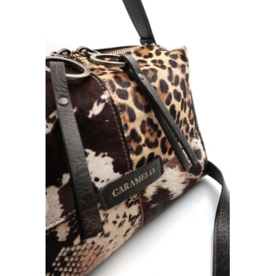 Sac CARAMELO Pia bandoulière en cuir imprimé animalier