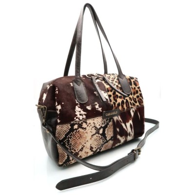 Sac CARAMELO Pia porté main en cuir imprimé animalier