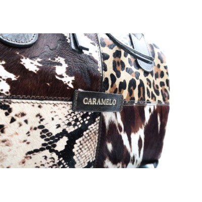 Sac CARAMELO Pia porté main en cuir imprimé animalier
