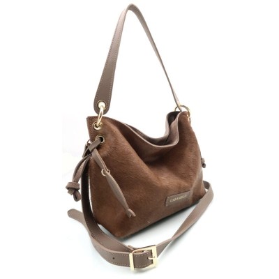 Sac CARAMELO Priscillia camel et taupe en cuir