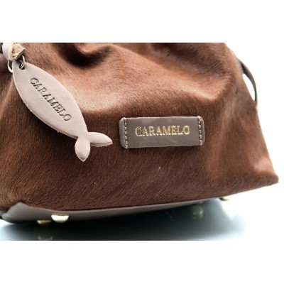 Sac CARAMELO Priscillia camel et taupe en cuir