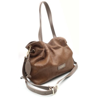 Sac CARAMELO Priscillia camel et taupe en cuir