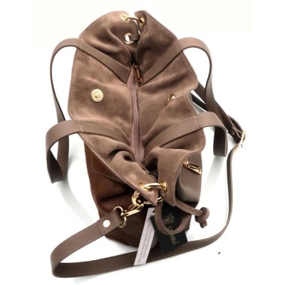 Sac CARAMELO Priscillia camel et taupe en cuir