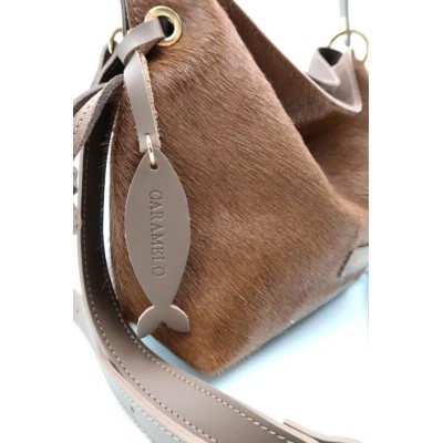 Sac CARAMELO Priscillia camel et taupe en cuir