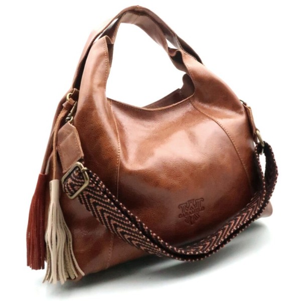 Sac CARAMELO Patricia cognac en cuir avec bandoulière
